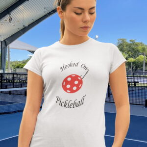 'Hooked on Pickleball' 100% Polyester Wicking Sports Shirt for Women