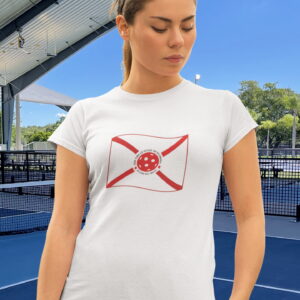'Florida Pickleball Flag" 100% Polyester Wicking Sports Shirt for Women
